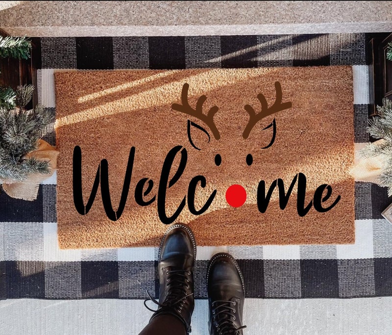 zosylley Christmas Stencils for Door Mats 23.6?Christmas Doormat Stencils for Crafts Reusable Holiday Stencil for Doormats Wood Fabrics Decor - Image 3